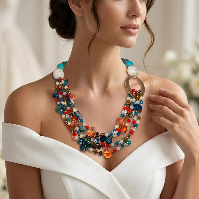 Amber-Mosaic-Multi-Strand-Loop-Choker