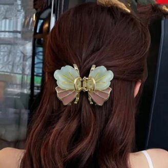 Blush & Mint Layered Petal Mini Claw Clip