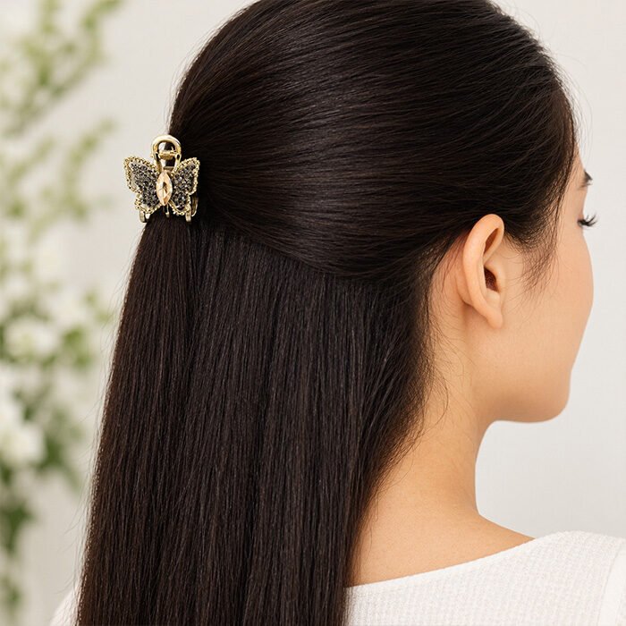 Champagne-Core-Pave-Butterfly-Mini-Claw-Clip-4 Champagne-Core-Pave-Butterfly-Mini-Claw-Clip-4