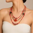Coral-Agate-Triple-Strand-Collar-2