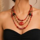 Coral-Agate-Triple-Strand-Collar-3