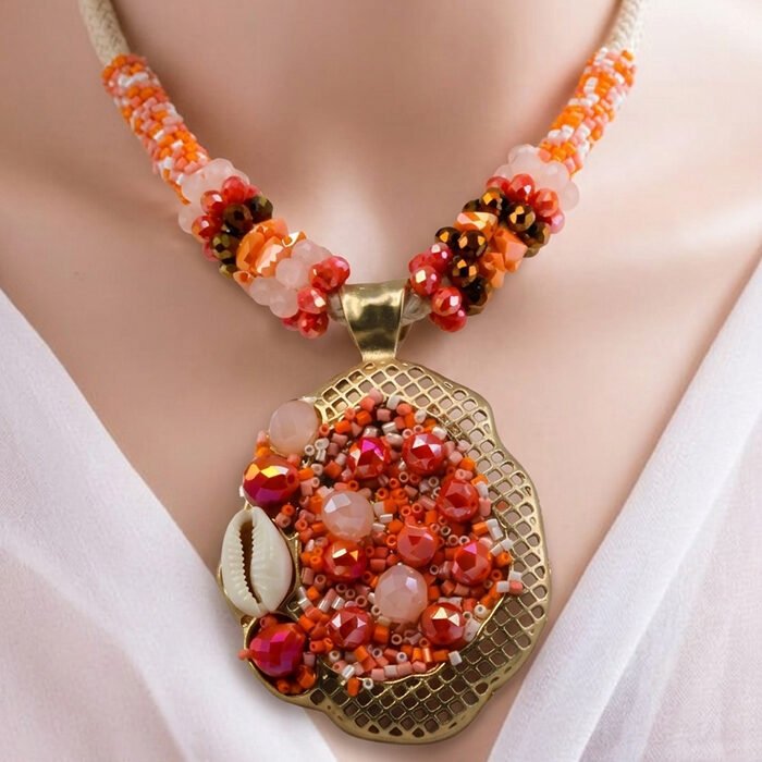 Coral-Cowrie-Architectural-Mosaic-Pendant