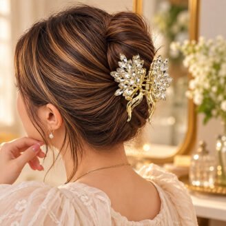 Elaria Crystal Blossom Gold Hair Claw Clip