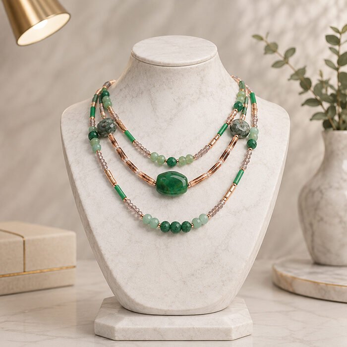 Emerald-Malachite-Triple-Strand-Collar-4