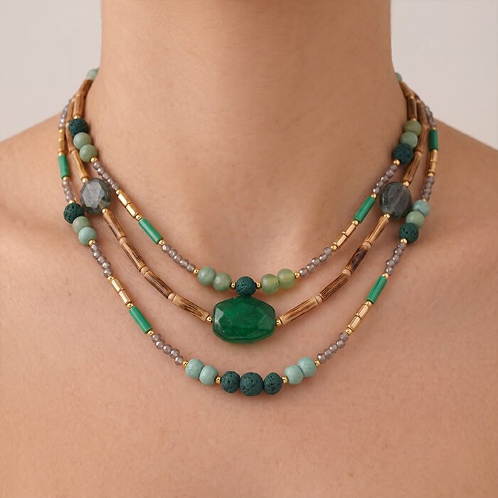 Emerald-Malachite-Triple-Strand-Collar