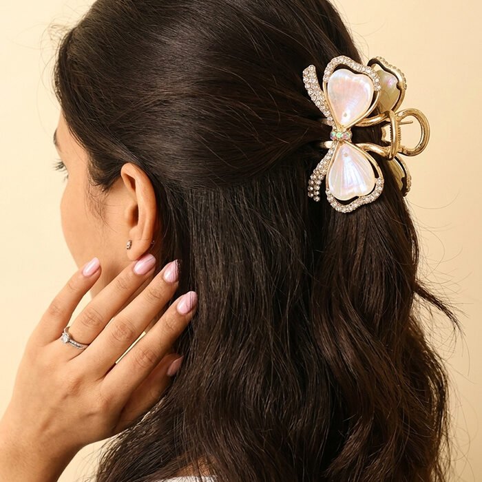 Gilded-Opalescent-Bow-Mini-Claw-Clip
