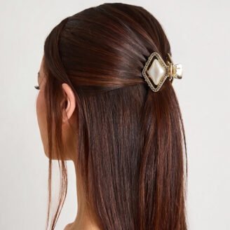 Hematite Halo Ivory Diamond Mini Claw Clip