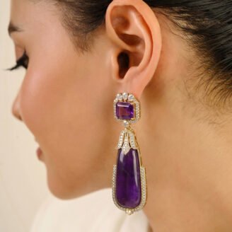 Sunehri Virasat Jamuni Noor | Heritage Violet Gemstone Statement Earrings