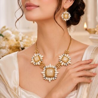 Ivory Sunburst Geometric Medallion Set