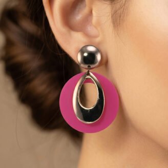 Magenta Mod Horizon Layered Hoop Drops