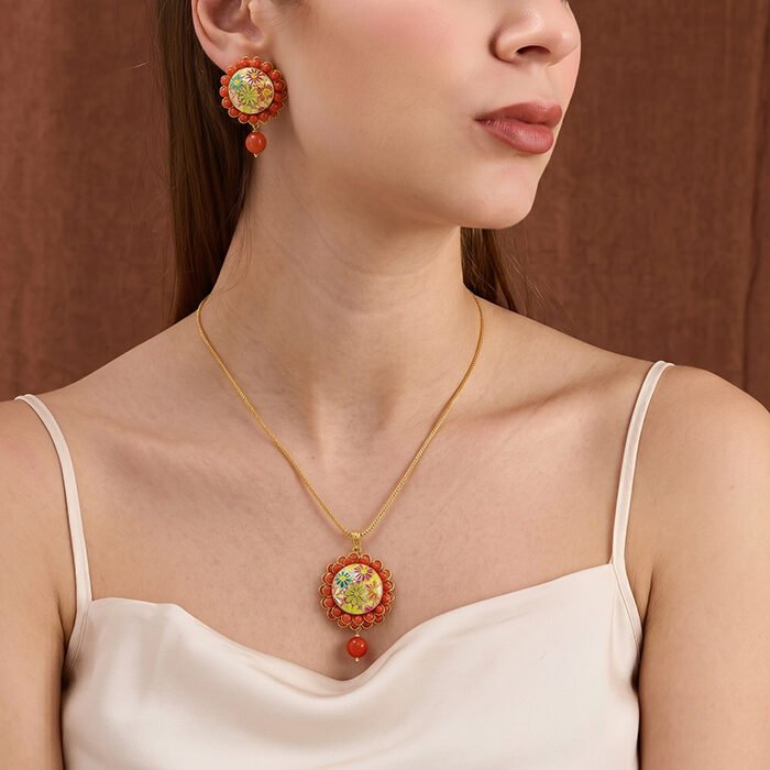 Orange-floral-pendant-Set-6