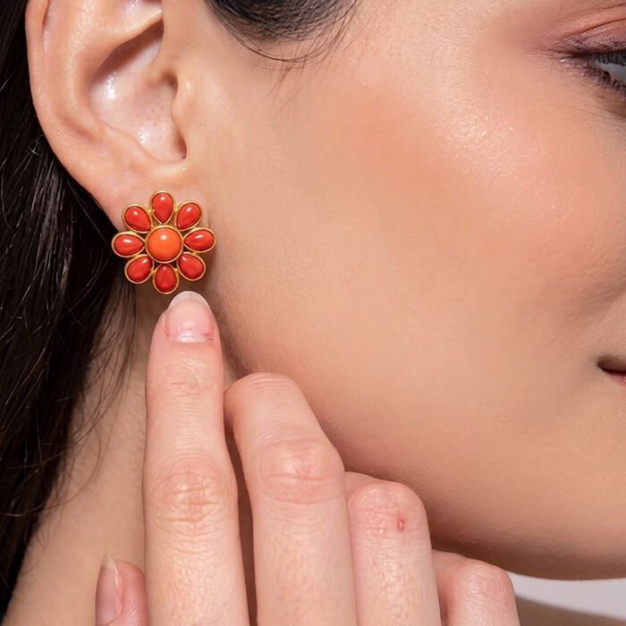 Orange-floral-pendant-Set