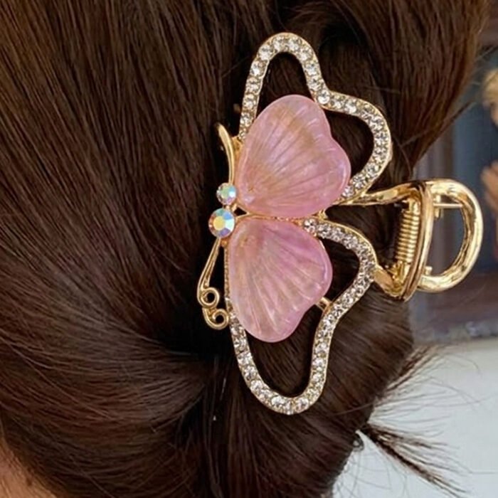 Pearlescent-Pink-Butterfly-Hematite-Halo-Mini-Claw-Clip-2