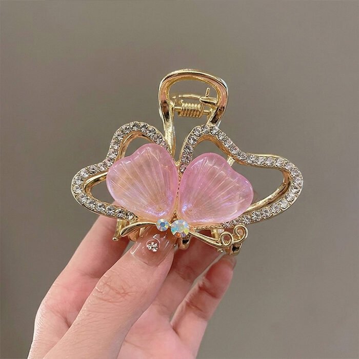 Pearlescent-Pink-Butterfly-Hematite-Halo-Mini-Claw-Clip
