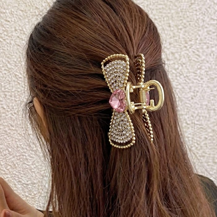 Pink-Heart-Pavé-Bow-Mini-Claw-Clip-5