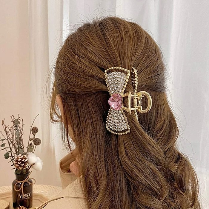 Pink-Heart-Pavé-Bow-Mini-Claw-Clip-6