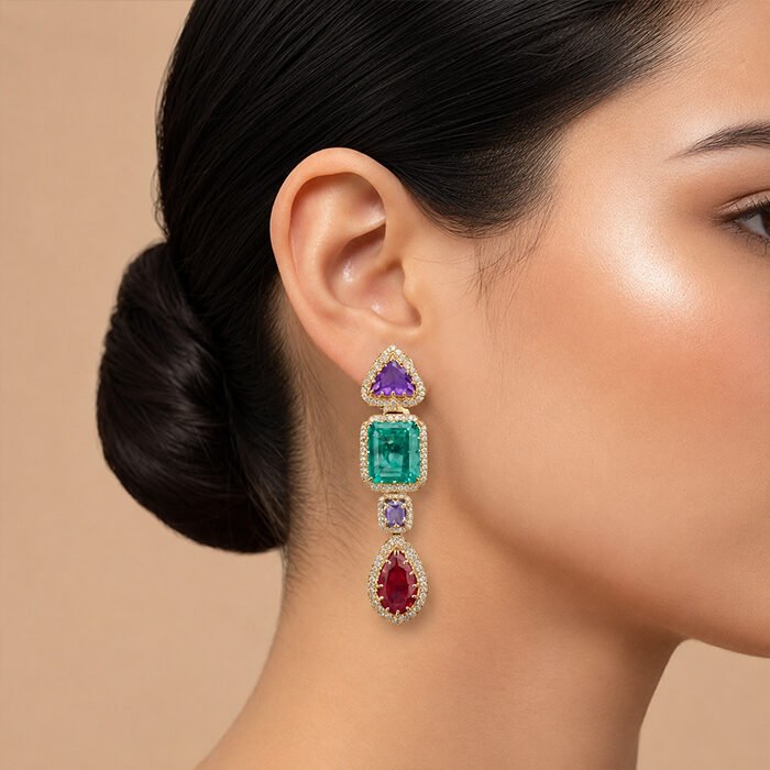 Purple-Multicolour-Sapphire-Earrings-1