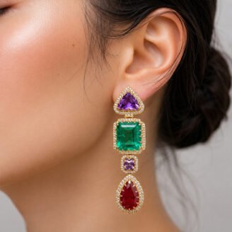 Purple Multicolour Sapphire Earrings