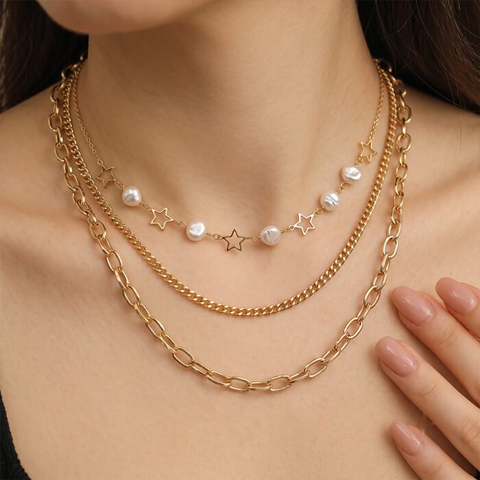 Starry-Pearl-Triple-Layered-Chain