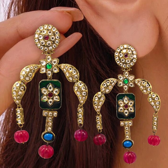 Sunehri-Virasat-Darbar-Jharokha-Polki-Earrings-3