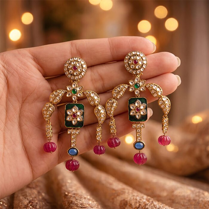 Sunehri-Virasat-Darbar-Jharokha-Polki-Earrings-4
