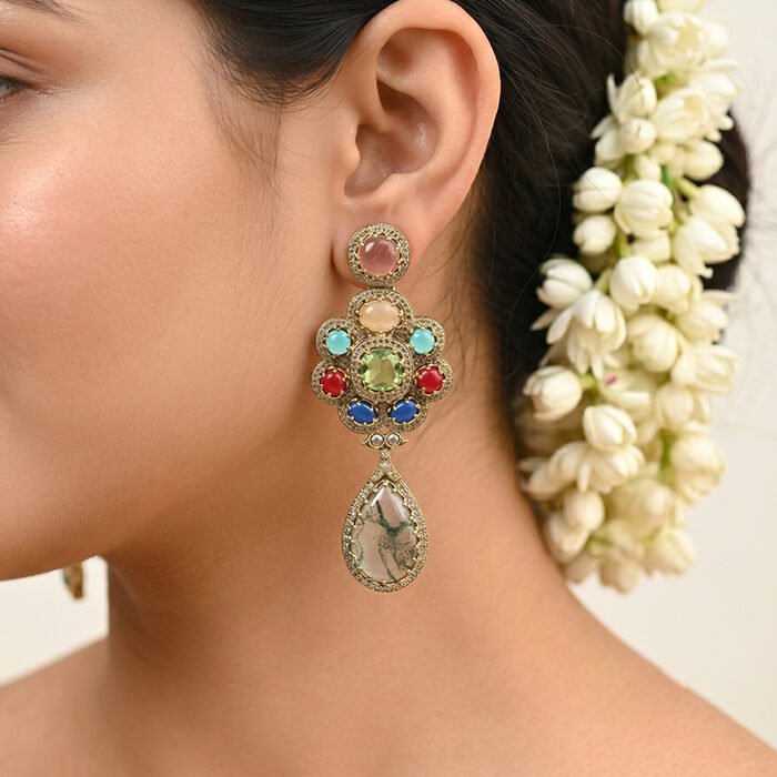Sunehri-Virasat-Navratna-Shahi-Guldasta-Earrings-3