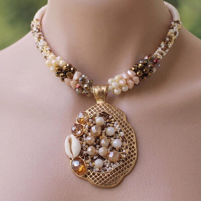 Taupe-Cowrie-Architectural-Mosaic-Pendant