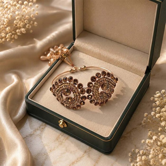 Champagne-Crystal-Floral-Adjustable-Kada-2