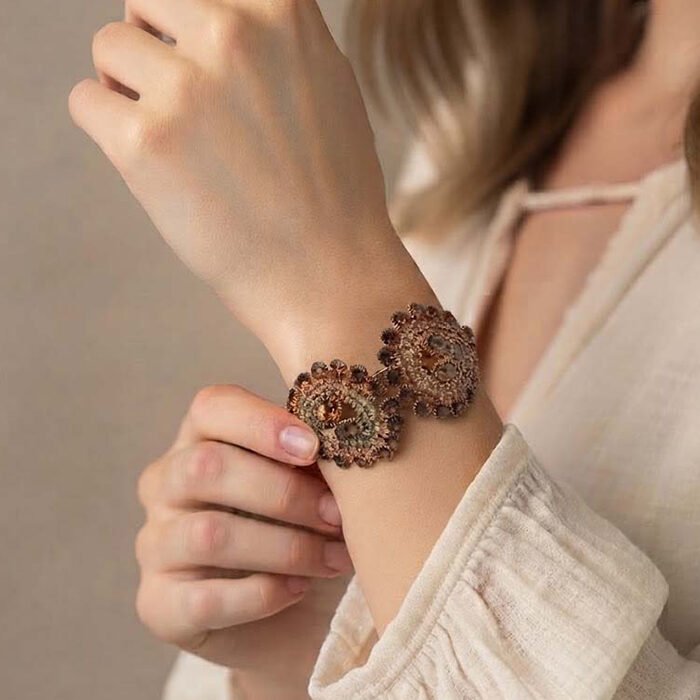 Champagne-Crystal-Floral-Adjustable-Kada-4