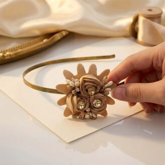 Champagne Rose Crystal Headband