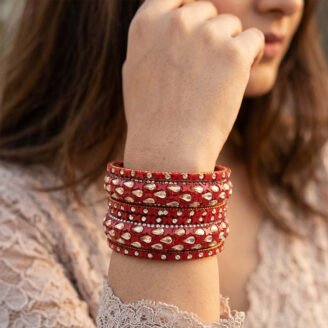 Crimson Royale Kundan Bangle Set