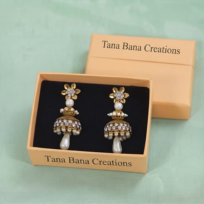 Golden-Blossom-Pearl-Jhumka-Earrings-3