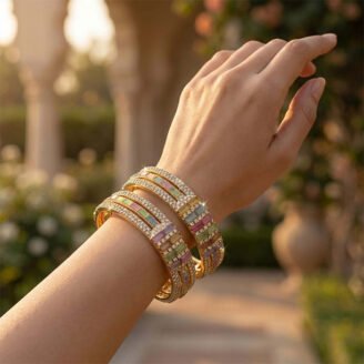 Pastel Prism Crystal Bangle Set