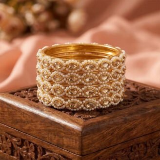 Royal Kundan Pearl Bangle Set