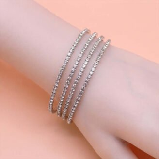 Silver Crystal Elegance Bangle Set
