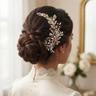Aurelia Champagne Blossom Bridal Hair Vine