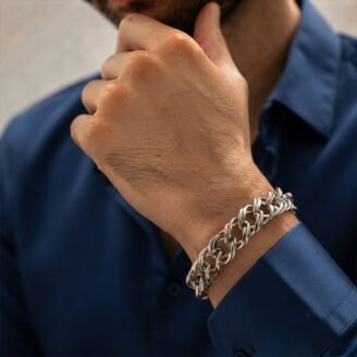 Celestia Silver Interwoven Chain Bracelet