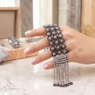 Noiré Midnight Crystal Tassel Bracelet