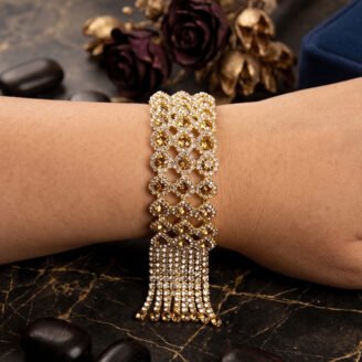 Zareen Champagne Crystal Tassel Bracelet