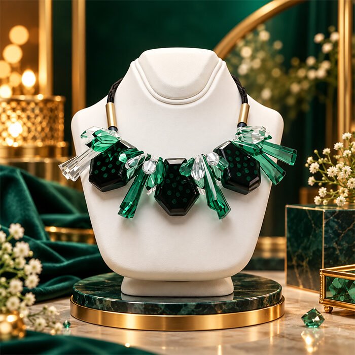 Emerald-Noir-Cascade-Crystal-Necklace-5 Emerald-Noir-Cascade-Crystal-Necklace-5